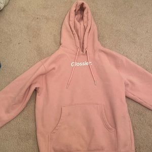glossier pink hoodie